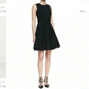 Red Valentino Sleeveless Accordion  Pleated Dress Black Large